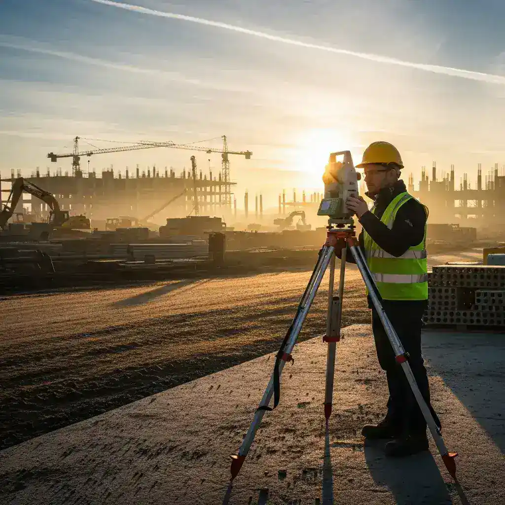 Инженерно-геодезические изыскания на строительной площадке в Москве - специалисты GeoGSI с геодезическим оборудованием Leica